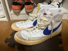 ビンテージ加工 NIKE ブレーザー ミッド ホワイト ブルー