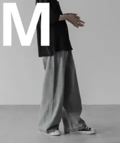 【remer】ルーズスタイリッシュダブルタックワイドデニム/M