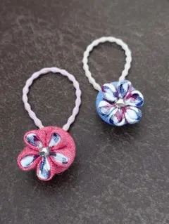 花のヘアゴム*つまみ細工*ハンドメイド