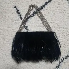 moussy フェザー装飾 チェーンショルダーバッグ 블랙