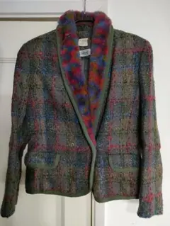 希少80s✦MISSONI DONNAミッソーニカラフルツイードファージャケットのサムネイル
