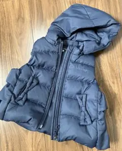 【新品未使用】べべ　ダウンベスト　90 ★ネイビー★　フード付き