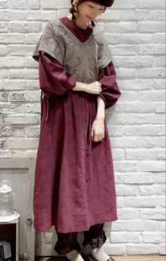 新品　サマンサモスモス　フラワー柄刺繍ワンピース　フラワーモチーフ柄透かしベスト