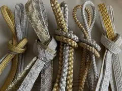 ゆ1610⭐️帯締め❤️まとめ売り❤️5点❤️着物❤️金.銀⭐️お祝い⭐️和装小物訳あり⭐️長尺