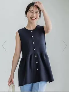 coca パールボタンペプラムニットベスト