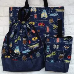 No.2502 昆虫図鑑　ネイビー　入園☆入学 3点セット