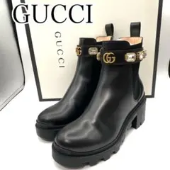 新品・未使用　GUCCI サイドゴアブーツ　GG マーモント　ビジュー 箱付き