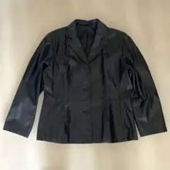 ラムレザー 羊皮 テーラードジャケット 黒 高級 サイズLL