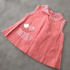 k1016 FAMILIAR【18mos】ピンク チューリップ刺繍 ワンピース