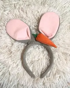 ジュディ風　ウサギの耳カチューシャ ニンジン付き