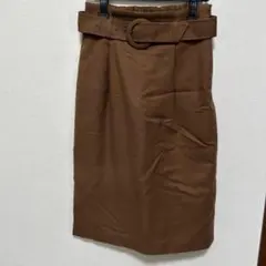 ROPE PICNIC ベルト付きブラウンタイトスカート 38