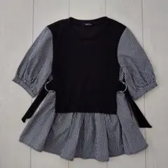 キッズ ギンガムチェック レイヤード風ブラウス Tシャツ 130サイズ