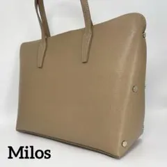 ✨希少デザイン✨ Milos イタリア製 レザー トートバッグ ベージュ 底鋲