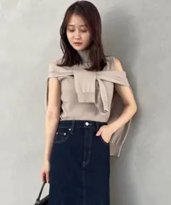 ánuans シルクブレンドVネックカーディガン