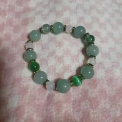 天然石ビーズブレスレット グリーン ピンク