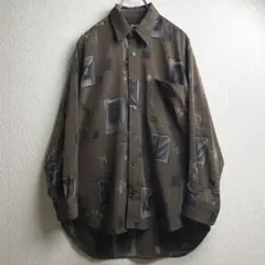 レトロ 古着 シャツ 柄シャツ ガラシャツ 総柄 デザインシャツ 長袖