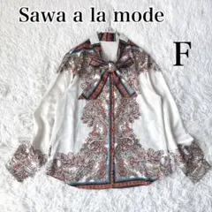 新品タグ付✨サワアラモード　長袖ブラウス　ペイズリー柄　リボンタイ　ボウタイのサムネイル