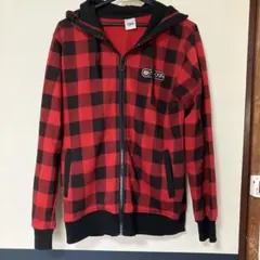 OUTDOOR PRODUCTS Mサイズ パーカー レッド/ブラックチェック