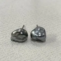 珍しいブルーグレー系 ケシパール ピアス イヤリング - メルカリ