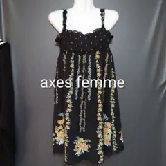 axes femme キャミソール ブラック 花柄