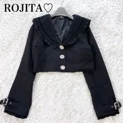 美品✨️ROJITA ロジータ セーラーショート衿ジャケット ブラック レース
