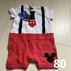 (80)ベビードール　ミッキー　半袖　ロンパース