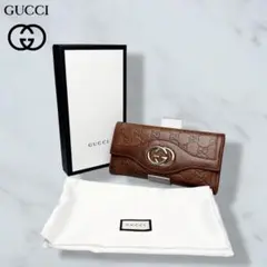 011 極美品 GUCCI 長財布 二つ折り財布 インターロッキング シマ e6