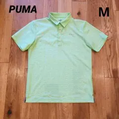 美品　プーマ ロゴポロシャツ　総柄　プーマロゴシルバー　ゴルフ　　M