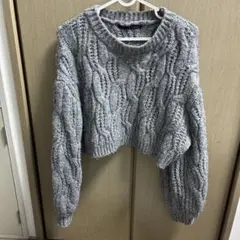 heather ケーブルショートニット