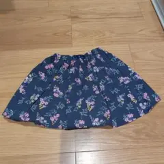 花柄ネイビースカート風キュロット リボン付き