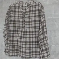 チェック柄長袖トップス　シャツ　チュニック LBCのサムネイル
