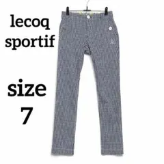 ルコックスポルティフ　レディース ゴルフパンツ　7 チェック柄　刺繍ロゴ　花柄