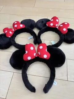 ミニーマウス耳付きカチューシャ 3個セット