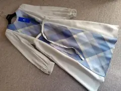 新品ブルーレーベルクレストブリッジ　パーシャルチェックドレス36　青41800円