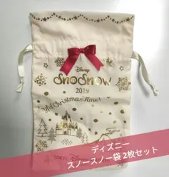 ディズニー 限定 スノースノー 専門 布 袋 リボン キャラクター 冬 雪 巾着