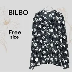 BILBO 美品 花柄 フリル シャツ フリーサイズ 総柄 長袖