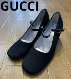 GUCCI グッチ ホースビット レザー フラット 36 23cm 黒 パンプス