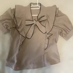 INGNI 半袖ブラウス リボン フリル ベージュ M