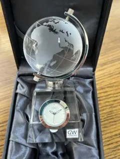 創業記念品 ナルミ GLASS WORKS 置時計地球儀 インテリア