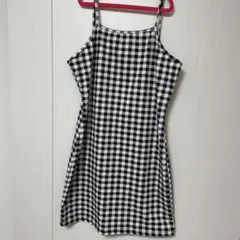SHEIN キャミソールワンピース Lサイズ 白黒チェック