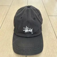 Stussy ステューシー ロゴキャップ ブラック ホワイト刺繍 アジャスター付