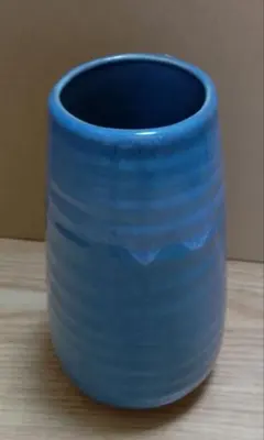 美濃焼　筒形花器　青色