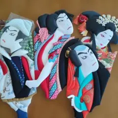 羽子板用　未完成和紙押し絵　ハンドメイド　3点