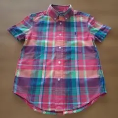 美品【ラルフローレン】 キッズ　チェック半袖シャツ サイズ6 【120cm】