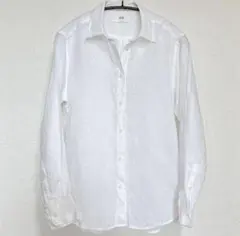 UNIQLO ユニクロ　プレミアムリネンシャツ 白 S 長袖 麻100％のサムネイル