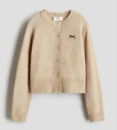 H&M キッズ　刺繍リボン ベージュ カーディガン　160/165