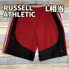ラッセル アスレチック ハーフパンツ ショートパンツ 赤 黒 L相当【お331】のサムネイル