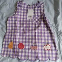 KP パープルチェック果物刺繍チュニック 140