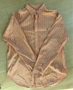 ポロ・ラルフローレン 長袖シャツ オレンジ ストライプ