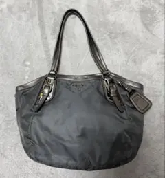PRADA トートバッグ ナイロン メタリックグレー